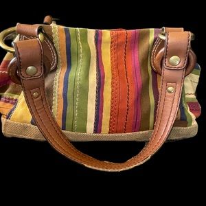 Fossil canvas striped bag